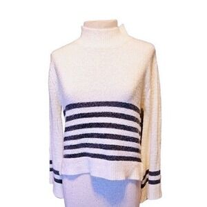 Chelsea and Violet Girls sweater XL mock neck bell‎ sleeve striped white blue